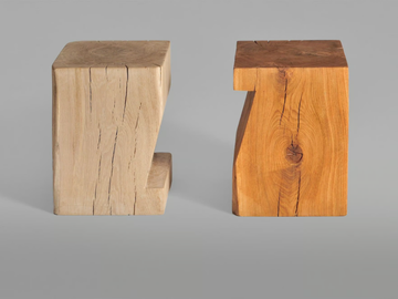 KLOTZ PFEIFE - Low solid wood stool by Vitamin Design - view 3